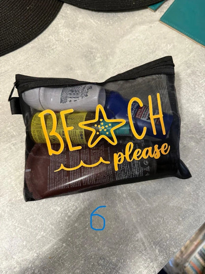 Beach Please Mesh Travel Pouch