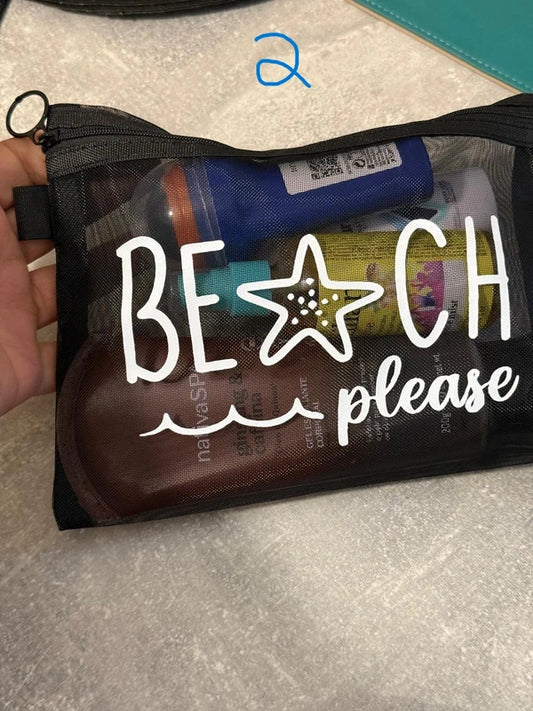 Beach Please Mesh Travel Pouch