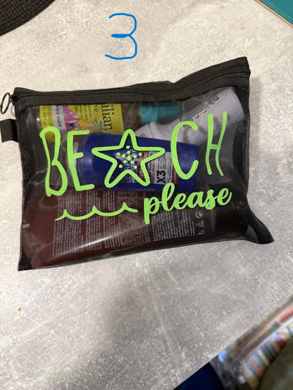 Beach Please Mesh Travel Pouch