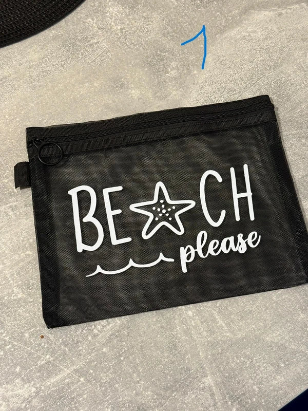 Beach Please Mesh Travel Pouch