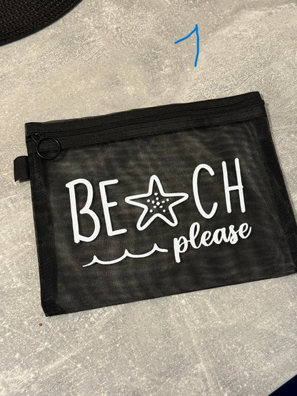 Beach Please Mesh Travel Pouch