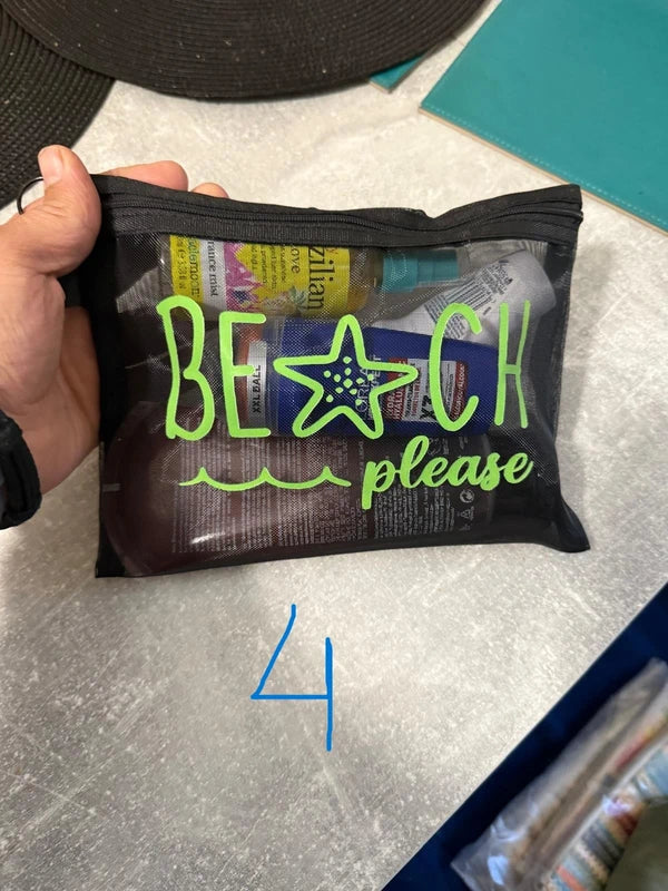 Beach Please Mesh Travel Pouch