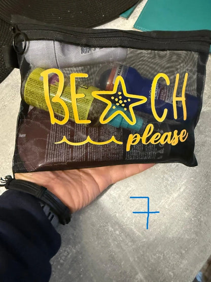 Beach Please Mesh Travel Pouch